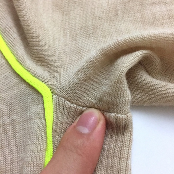 J. Crew Neon-piped V-Neck Merino Wool Knit Sweater - Picture 7 of 9